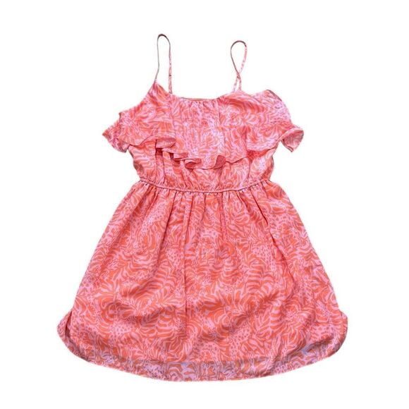 Lilly Pulitzer Women’s Ruffle Sundress Coral Pink orange Print | Size Large - Picture 1 of 7
